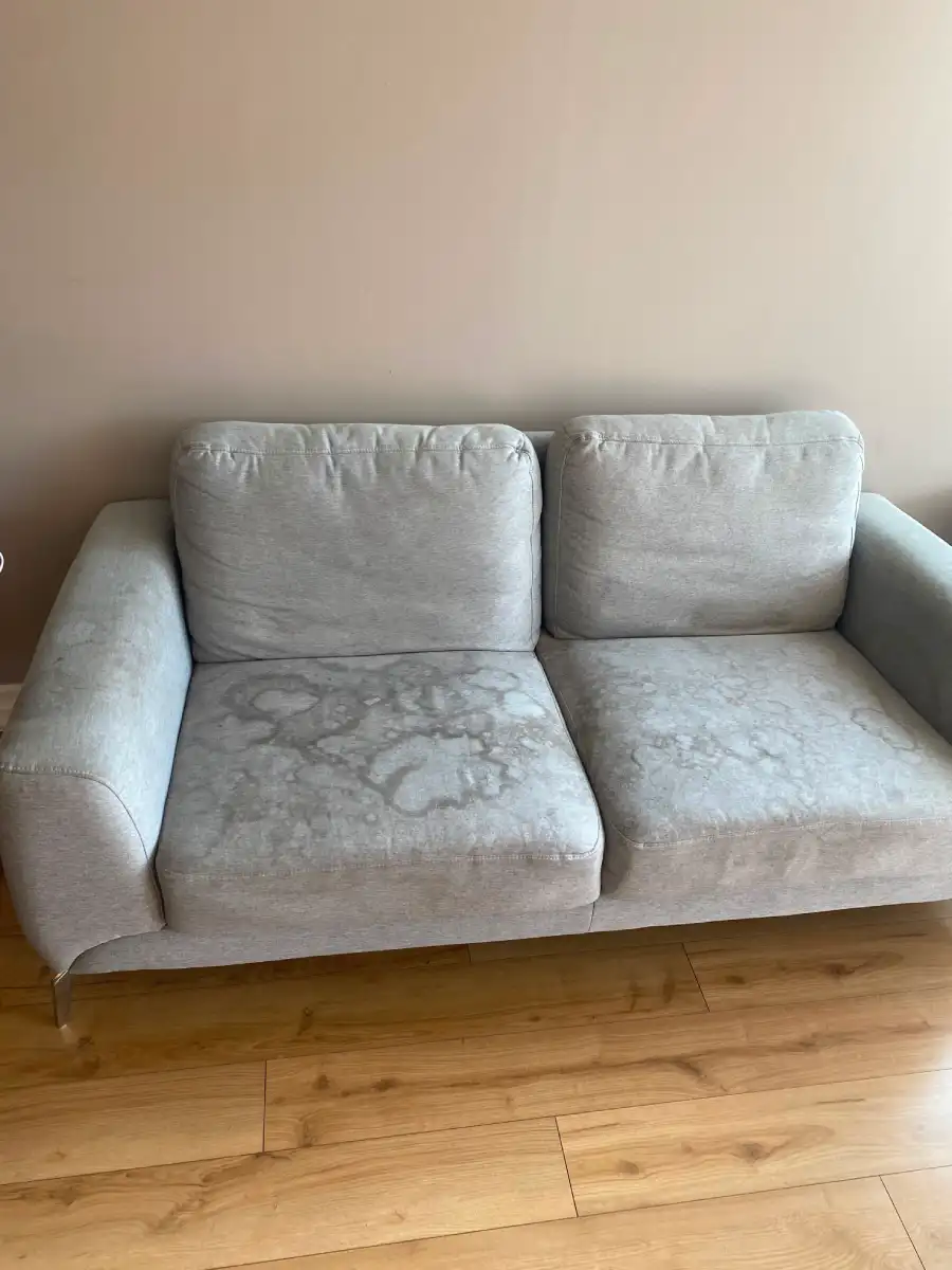 Sectional sofa before upholstery cleaning in North York